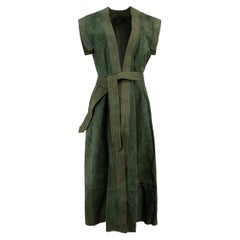 Pre-Loved Gucci Women's Green Suede Short Sleeve Belted Dress