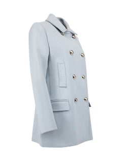 Pre-Loved Gucci Women's Light Blue Wool Double Breasted Coat
