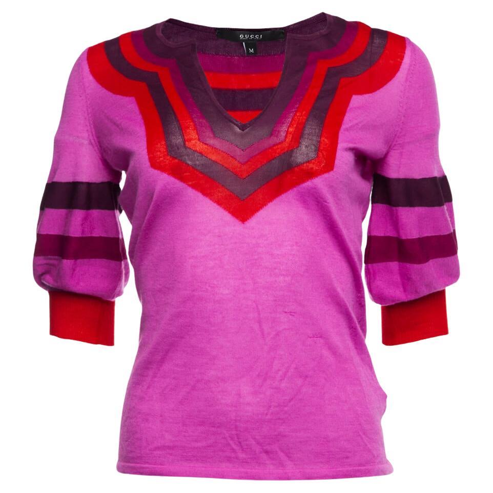 Pre-Loved Gucci Damenmuster-Strickoberteil aus rosa Kaschmir