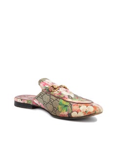 Pre-Loved Gucci Women's Pink GG Supreme Bloom Canvas Princetown Horse-bit Mules