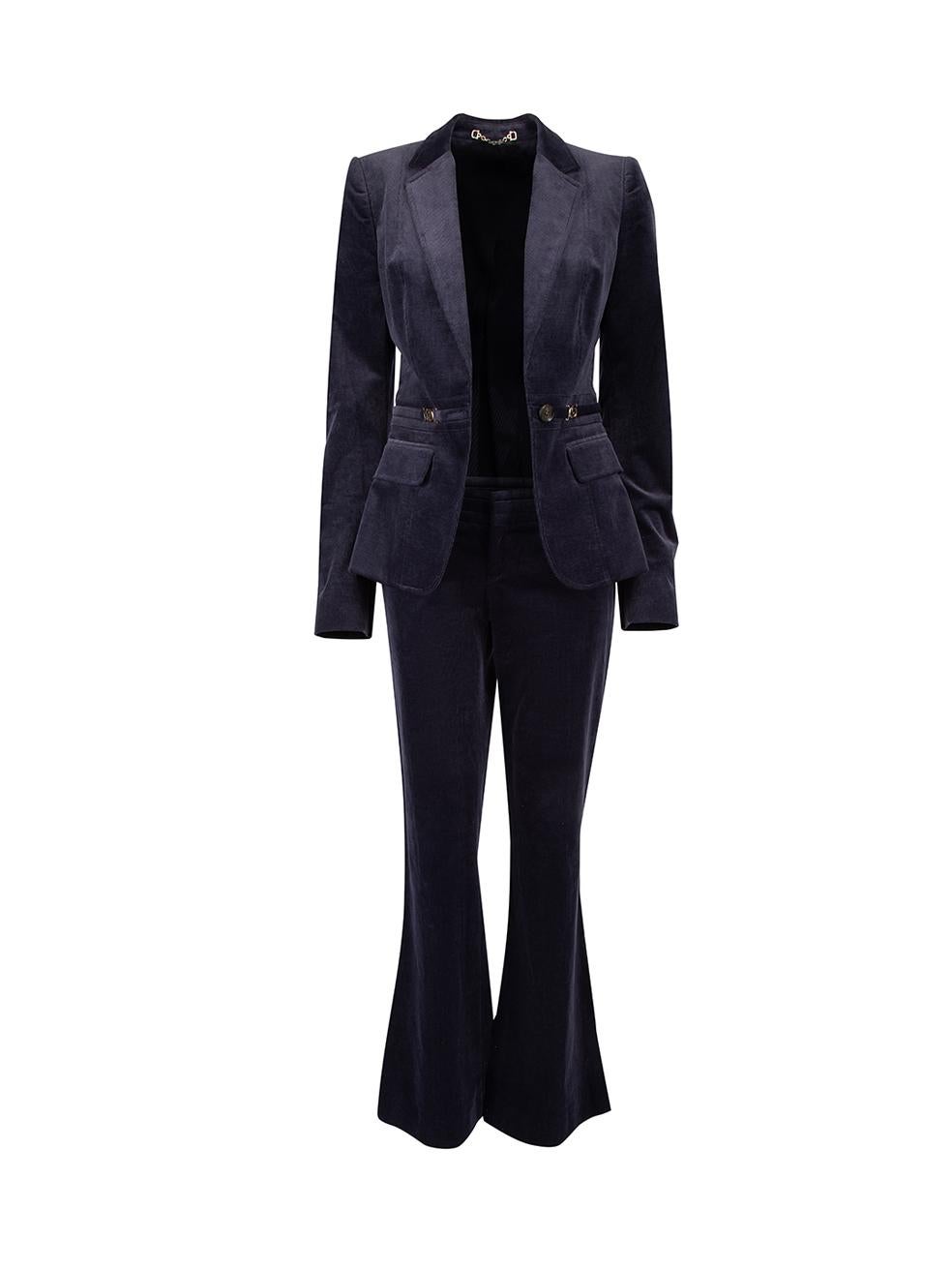 Pre-Loved Gucci Women's Purple Corduroy Blazer and Trouser Suit Set 1