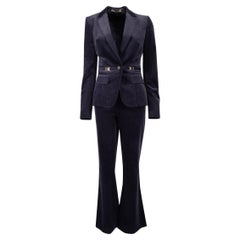 Pre-Loved Gucci Women's Purple Corduroy Blazer and Trouser Suit Set