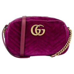 Pre-Loved Gucci Women's Purple Velvet Matelasse GG Marmont Crossbody Bag