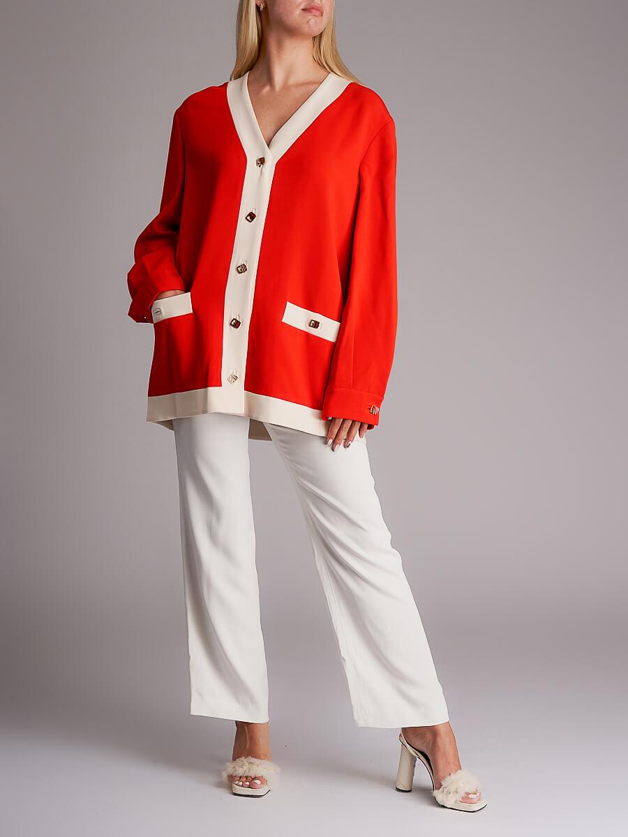CONDITION is very good condition. Details Red / White Buton fastening Long sleeves V neck Made in Italy Composition 97% Viscose, 3% Elastane Fitting Information True to size Bust: 40 cm 15. 7 in Length: 80 cm 31. 5 in Model Measurements Height: 180