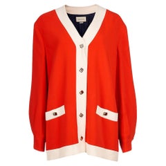 Pre-Loved Gucci Women's Red Contrast Detail Cardigan