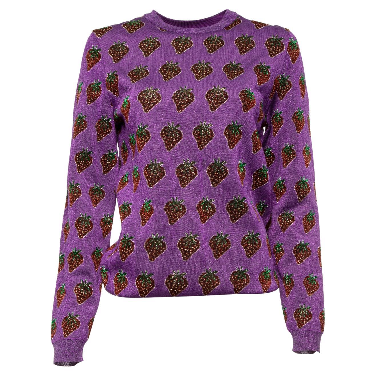 Pre-Loved Gucci Women's Strawberry Print Sweater For Sale at 1stDibs