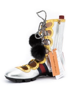 Pre-Loved Gucci Women's Titan Gladiator Sneaker Boots Silver Metallic Leather