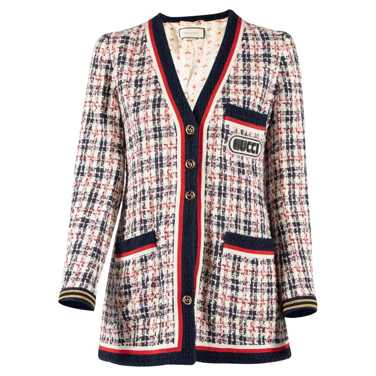 Pre-Loved Gucci Women's Tweed Multicoloured Cardigan Style Jacket
