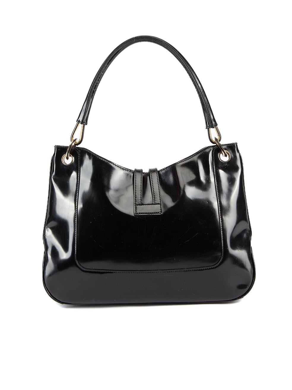 Pre-Loved Gucci Women's Vintage Black Patent Leather Shoulder Bag In Good Condition In London, GB