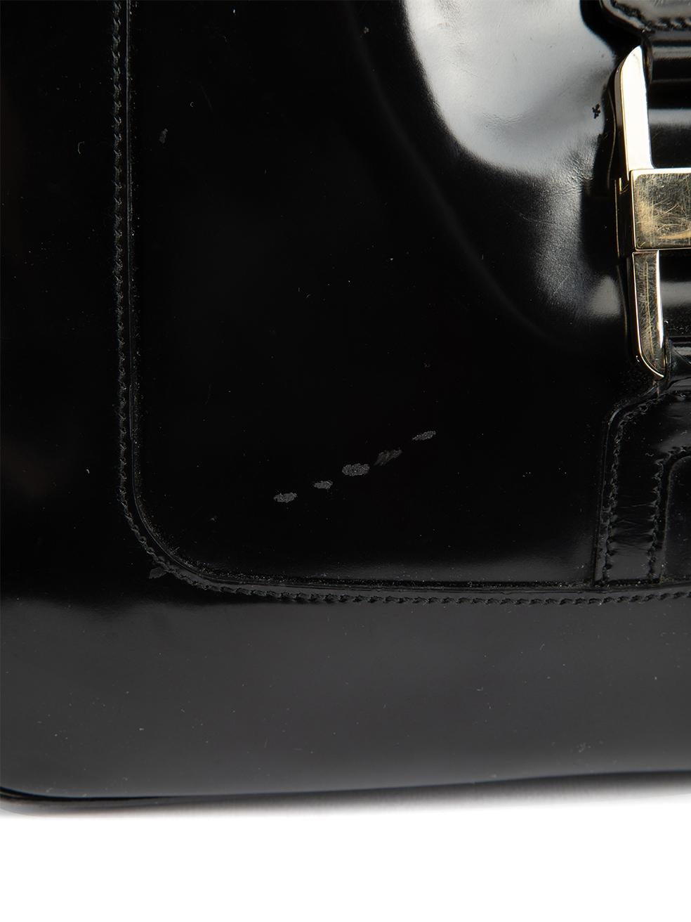 Pre-Loved Gucci Women's Vintage Black Patent Leather Shoulder Bag 2