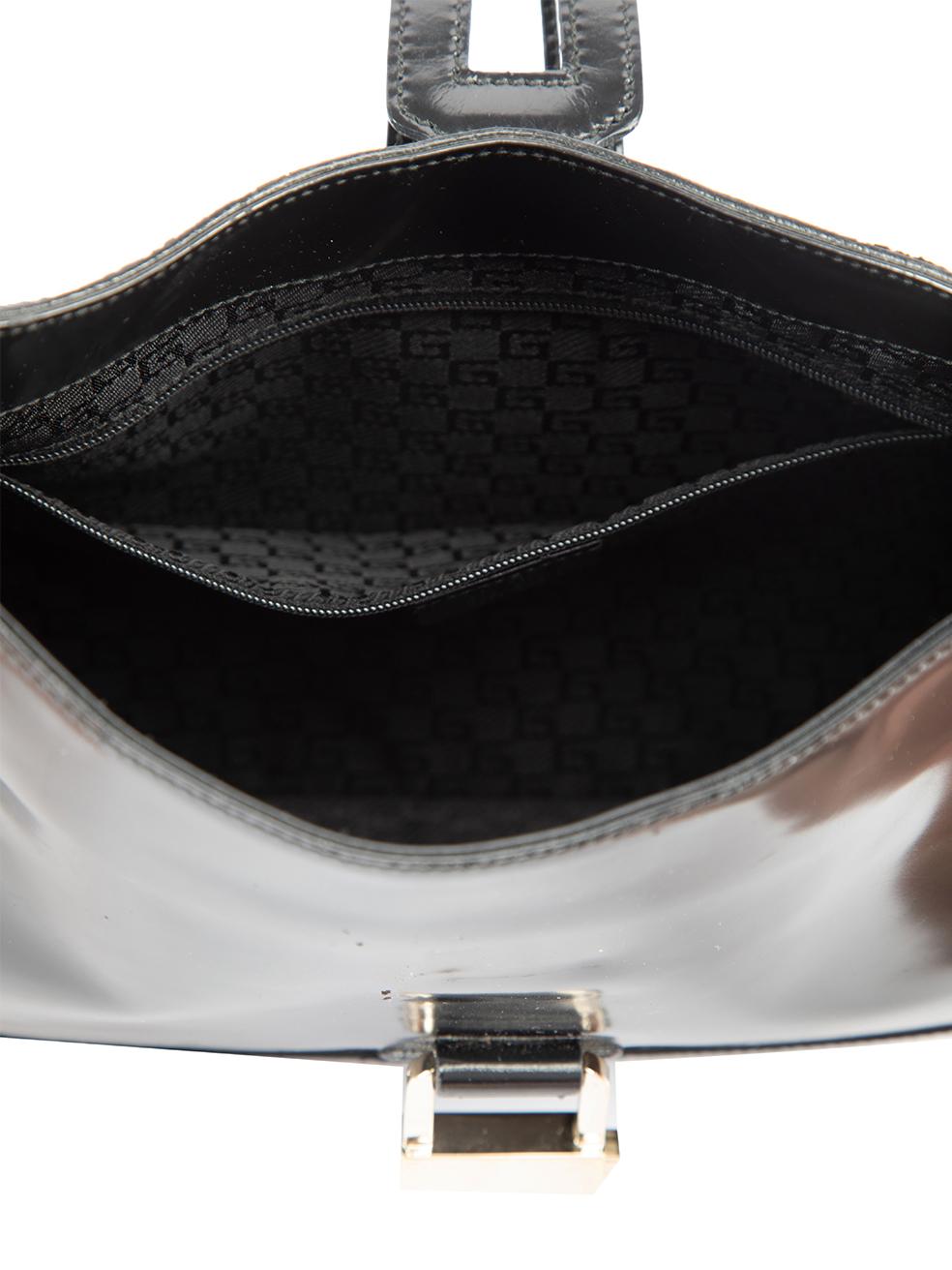 Pre-Loved Gucci Women's Vintage Black Patent Leather Shoulder Bag 3