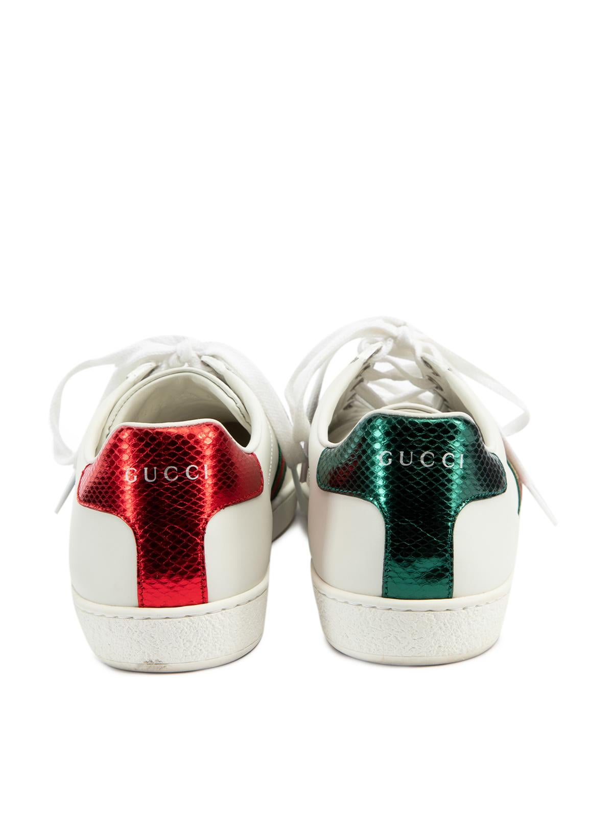 Pre-Loved Gucci Women's White Ace Embroidered Bee Sneaker In Excellent Condition In London, GB