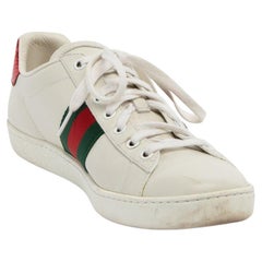 Pre-Loved Gucci Women's White Ace Embroidered Bee Trainers