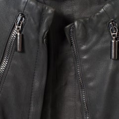 Pre-Loved Guy Laroche Women's Grey Leather Slim Fit Biker Jacket