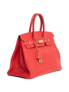 Vorgeliebte Hermès Birkin 35 Etoupe Ledertasche für Damen