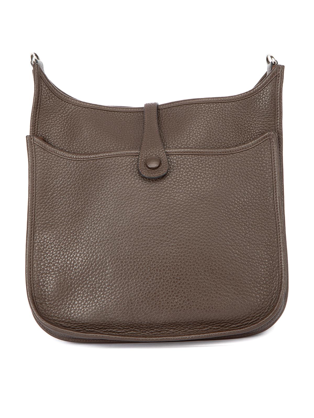 Pre-Loved Hermès Women's Brown Taurillon Clemence Evelyne PM Etoupe In Excellent Condition In London, GB
