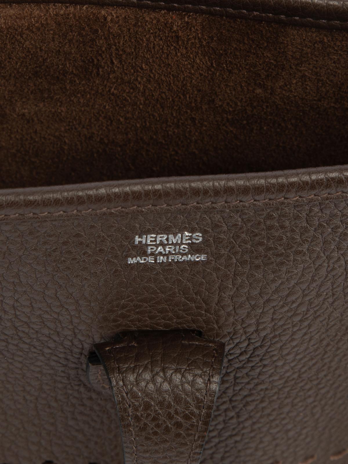 Pre-Loved Hermès Women's Brown Taurillon Clemence Evelyne PM Etoupe 2