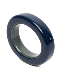 Vorgeliebte Hermès Damen Marineblau Lackiert Holz Chunky Armreif Armband