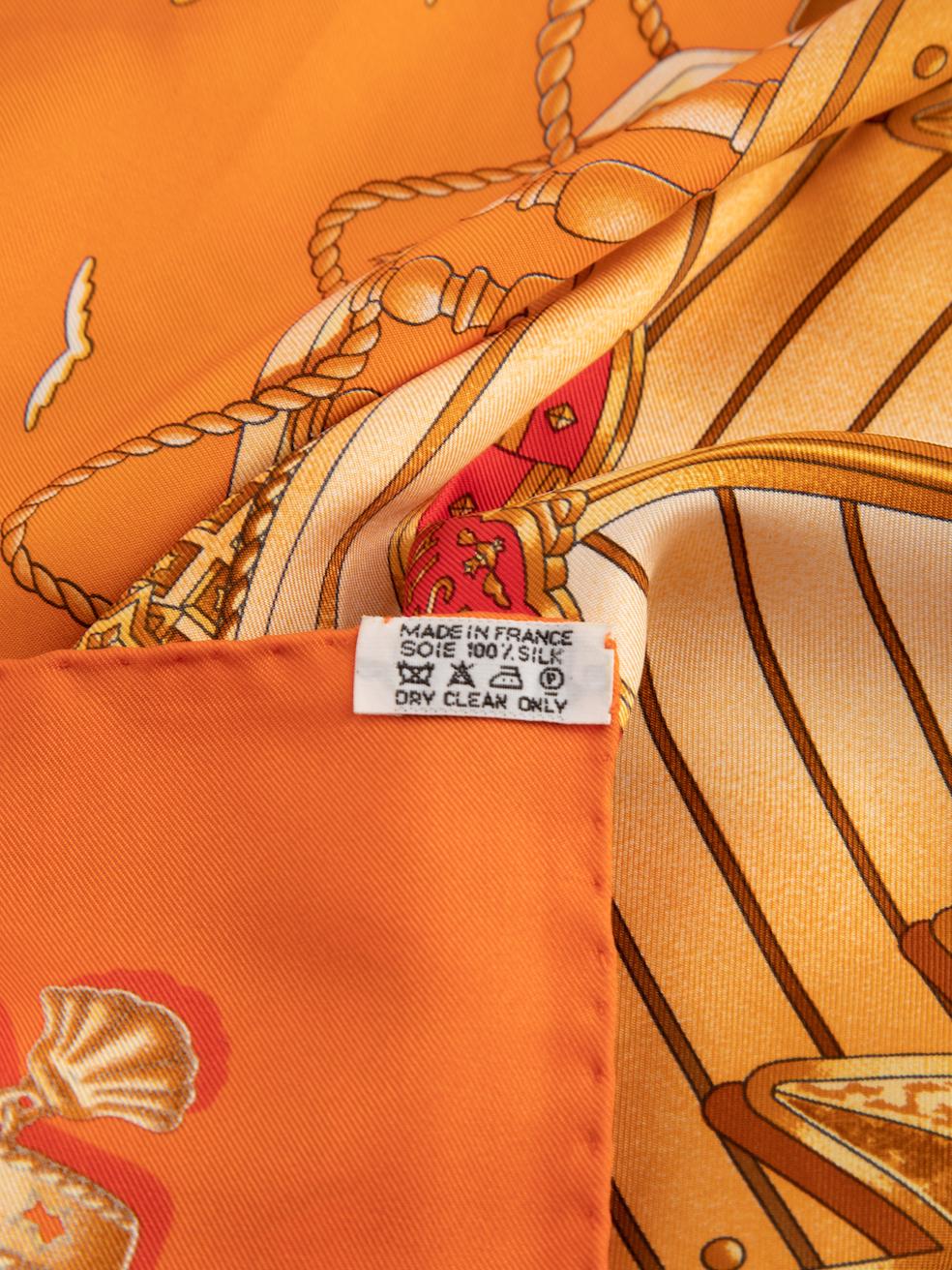 Pré-aimé Hermès Foulard en soie pour femme avec boussole nautique orange par J. Metz Excellent état à London, GB