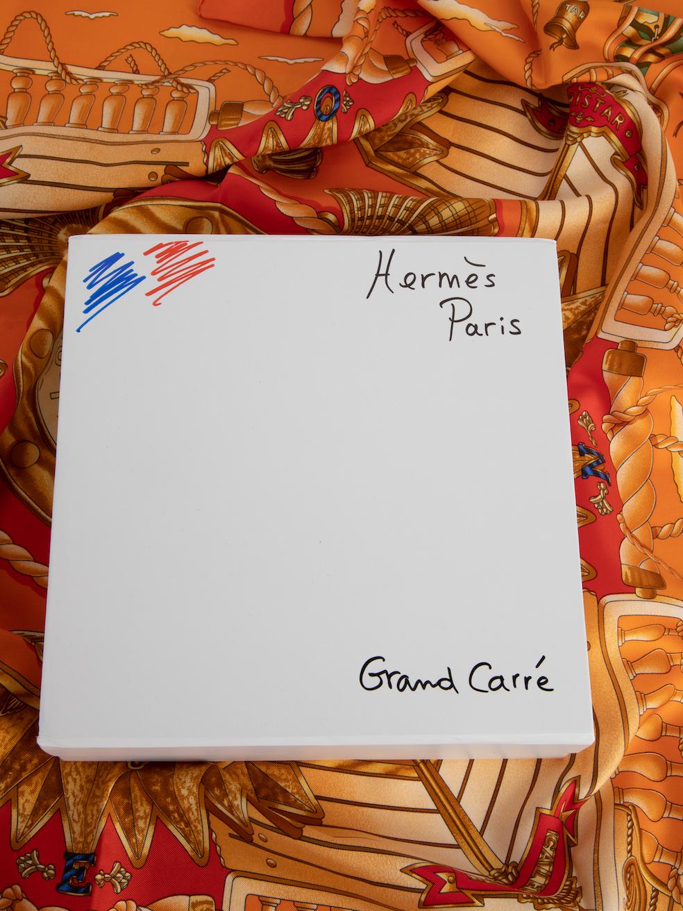 Pré-aimé Hermès Foulard en soie pour femme avec boussole nautique orange par J. Metz 1
