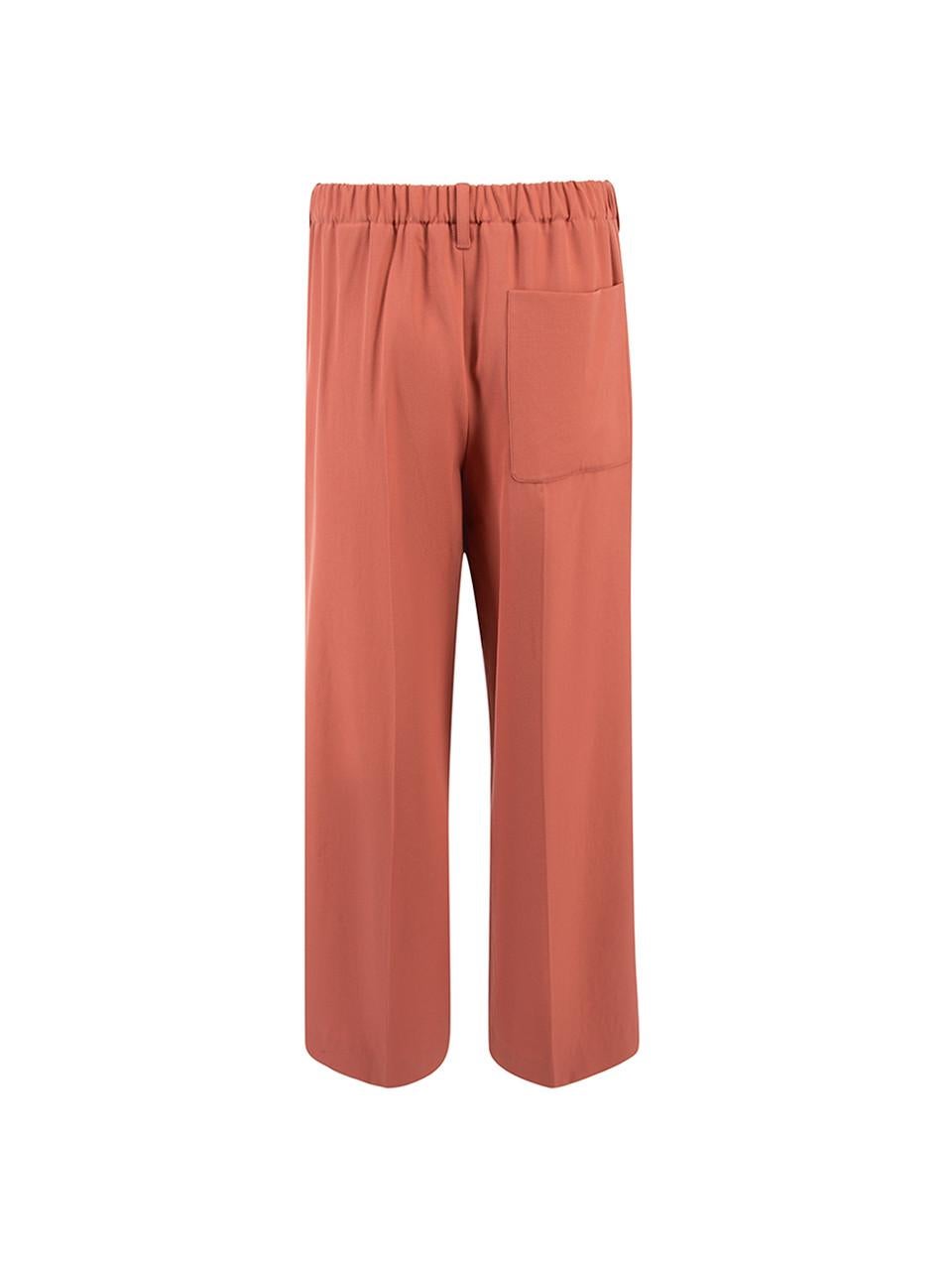 Pre-Loved Hermès Women's Pink Wool Wide Leg Trousers In Excellent Condition In London, GB