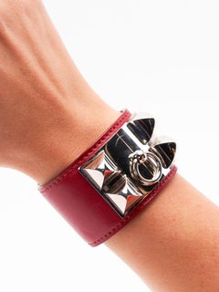 Pre-Loved Hermès Women's Red Leather Collier de Chien Bracelet