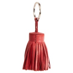 Porte-clés Hermès à pompon rouge pour femme, prélavé