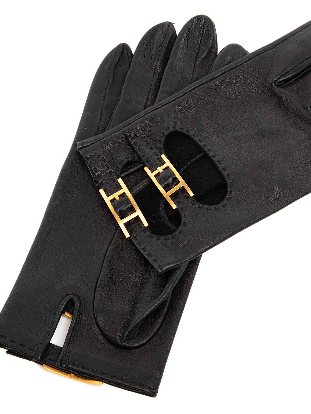 Black Pre-Loved Hermès Women's Vintage Riding Gloves