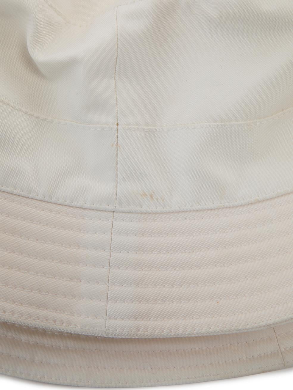 Pre-Loved Hermès Women's White Polyester Bucket Hat In Excellent Condition In London, GB