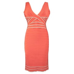 Used Pre-Loved Herve Leger Women's Coral Sleeveless Bandage Dress