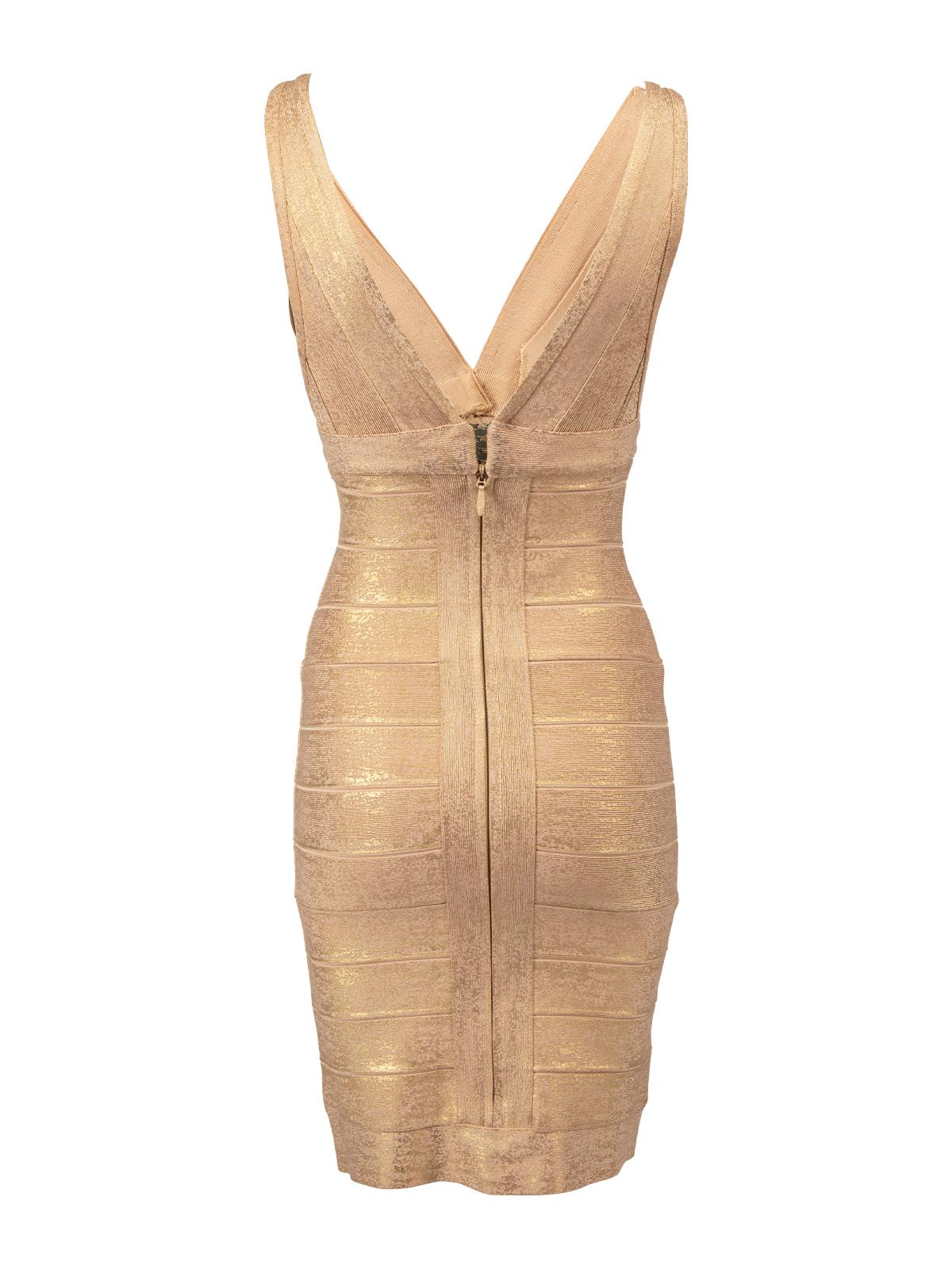 gold herve leger dress