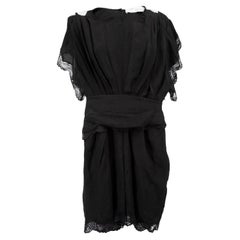 Pre-Loved Iro Women's Black Pleated Detail Short Sleeve Dress