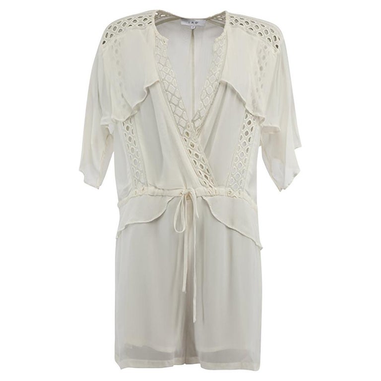 Pre-Loved Iro Women's Cream Cut Out Lace Wrap Playsuit For Sale at 1stDibs