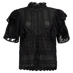 Pre-Loved Isabel Marant Étoile Women's Black Lace Ruffles Detail Crop Top