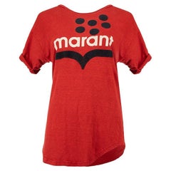 Pre-Loved Isabel Marant Étoile Women's Red Logo Print T-Shirt