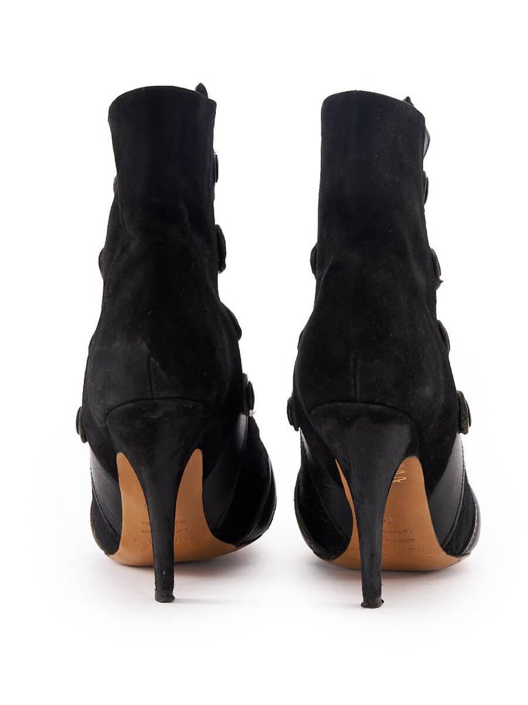 Pre-Loved Isabel Marant Women's Black Suede and Leather Tacy Ankle Boots  For Sale at 1stDibs