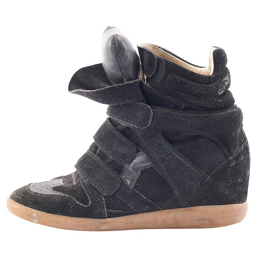 Pre-Loved Isabel Marant Women's Black Suede Beckett Wedge Sneakers For Sale  at 1stDibs