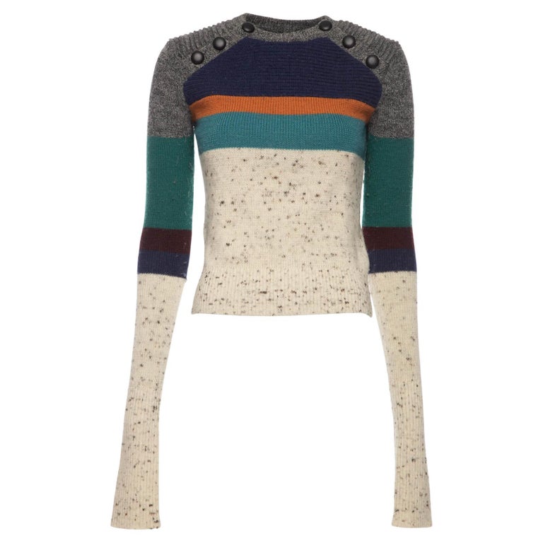 Pre-Loved Isabel Marant Women's Hatfield Button-Detailed Ribbed Wool Sweater  For Sale at 1stDibs