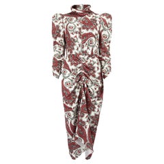 Pre-Loved Isabel Marant Women
s Paisley Ruched Puff Sleeves Dress