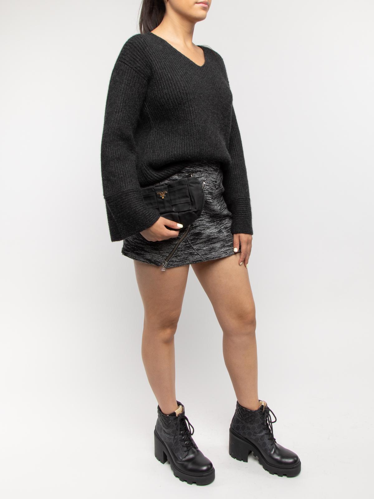 Black Pre-Loved Isabel Marant Women's Wool Zip Detail Mini Skirt