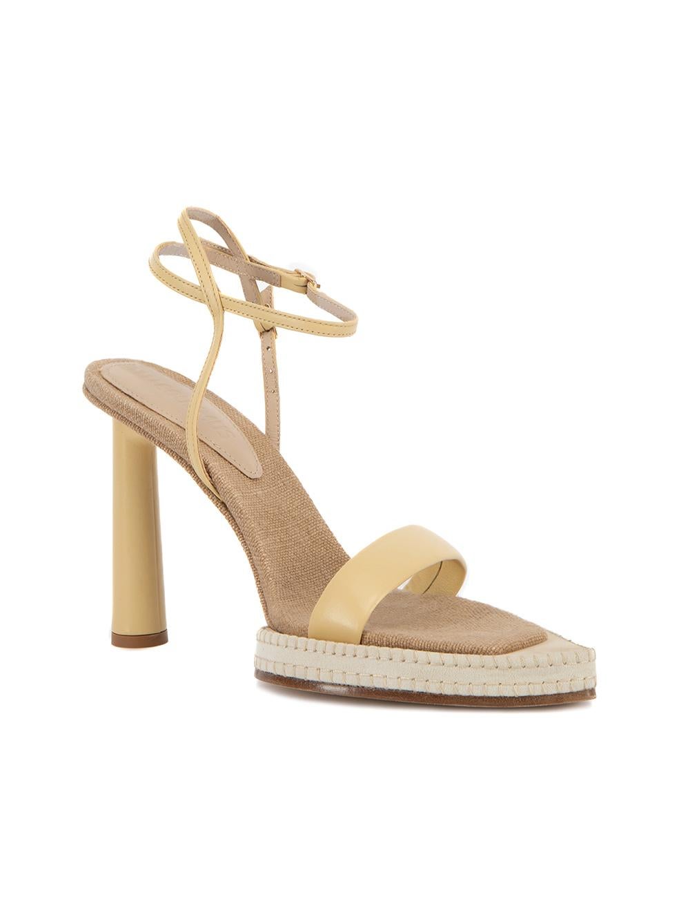 CONDITION is Very good. Minimal wear to heels is evident. Minimal wear to the toe point of the insole where light scuffs can be seen on this used Jacquemus designer resale item. This item comes with original dust bag. Details Beige Cloth Leather