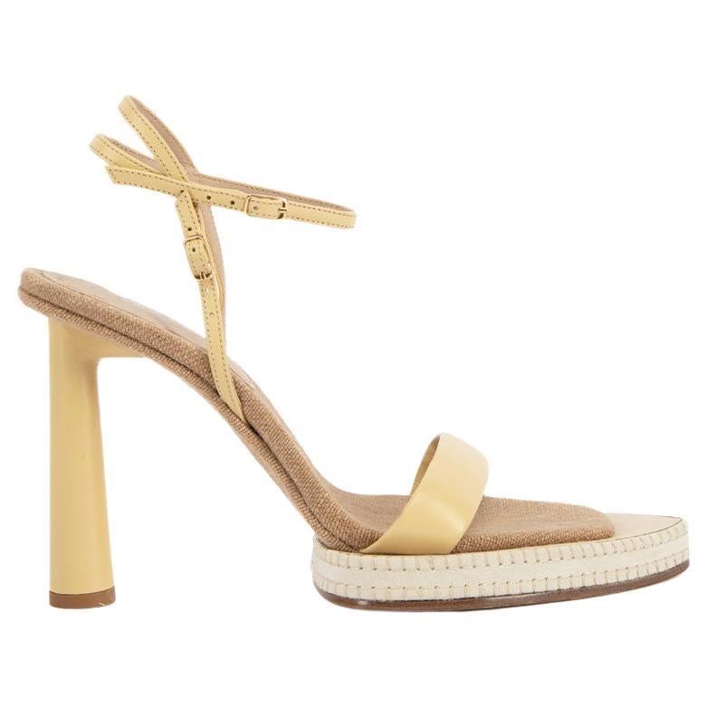 Pre-Loved Jacquemus Women's 'Novio' Beige Fabric and Leather Heeled Sandals