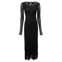 Pre-Loved Jean Paul Gaultier Women's Black Maxi Dress with Mesh Sleeves