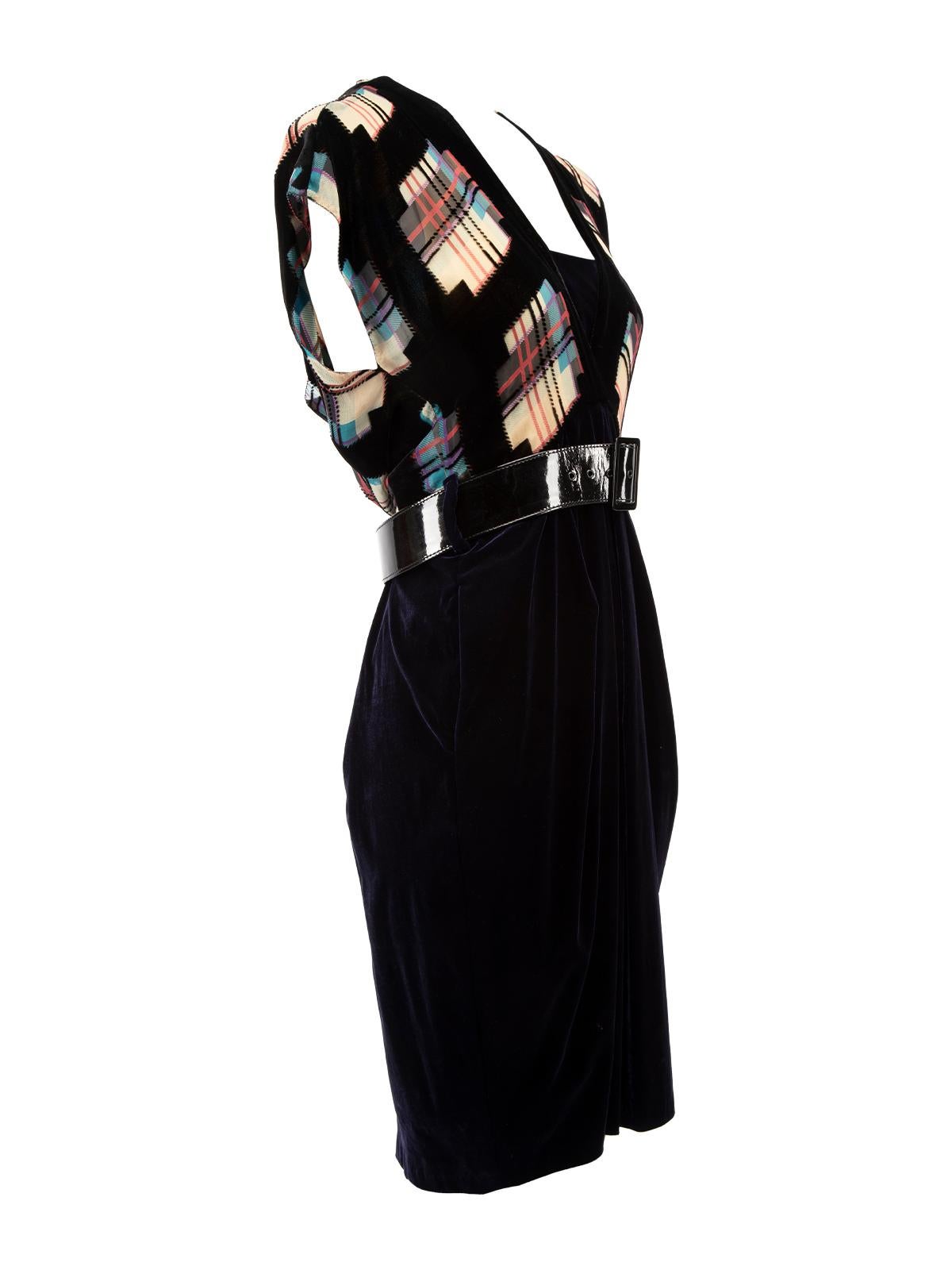 CONDITION is Good. General wear to dress is evident. Small tear can be seen where the harness attaches to the neckline and loose threads along hemline on this used Jean Paul Gautier designer resale item. Details Multicolour- Navy, black, beige and