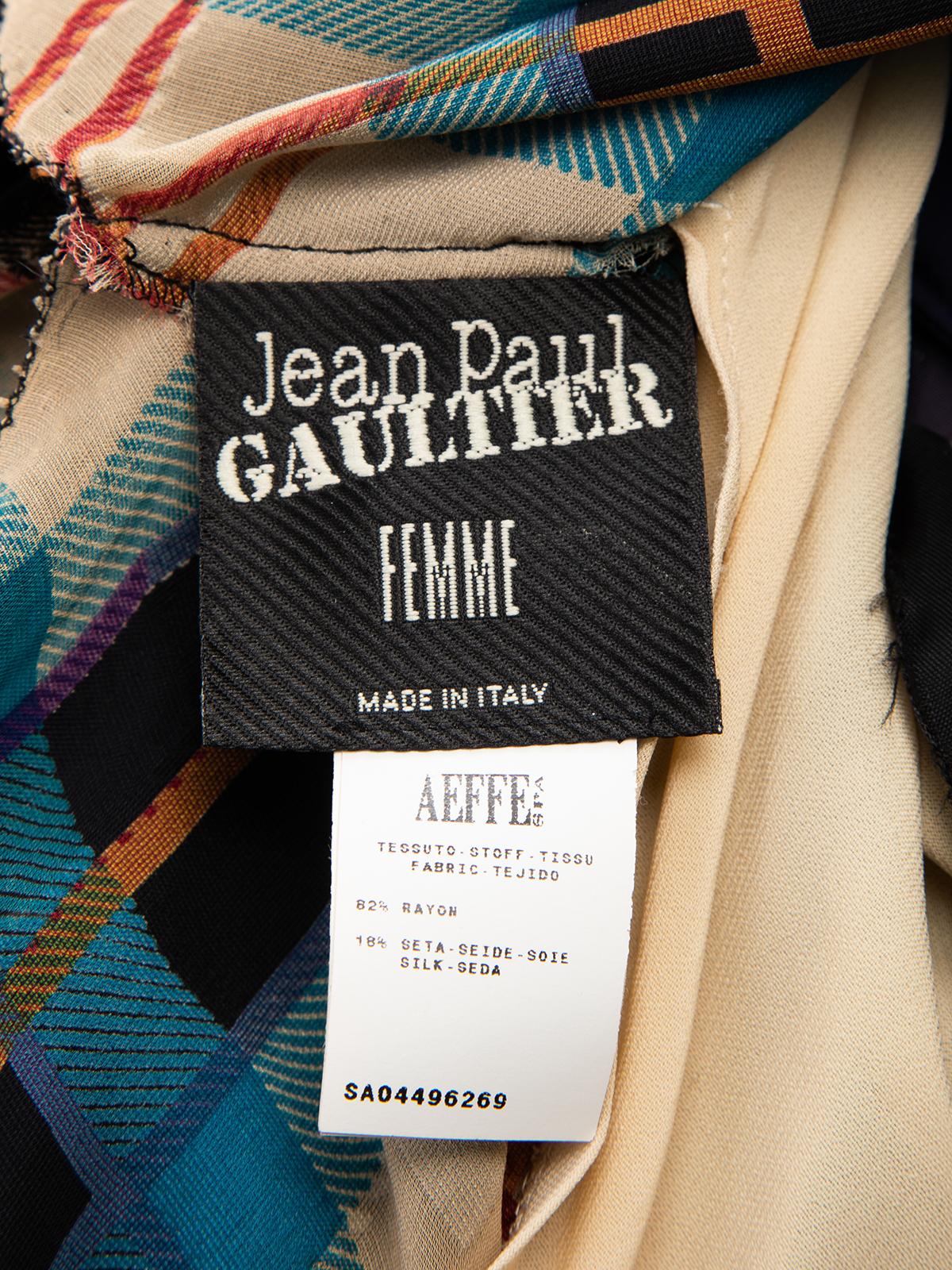 Pre-Loved Jean Paul Gaultier Women's Velvet Tartan Patterned Dress with Leather  3