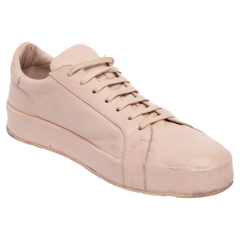 Pre-Loved Jil Sander Women's Pink Leather Sneakers For Sale at 1stDibs