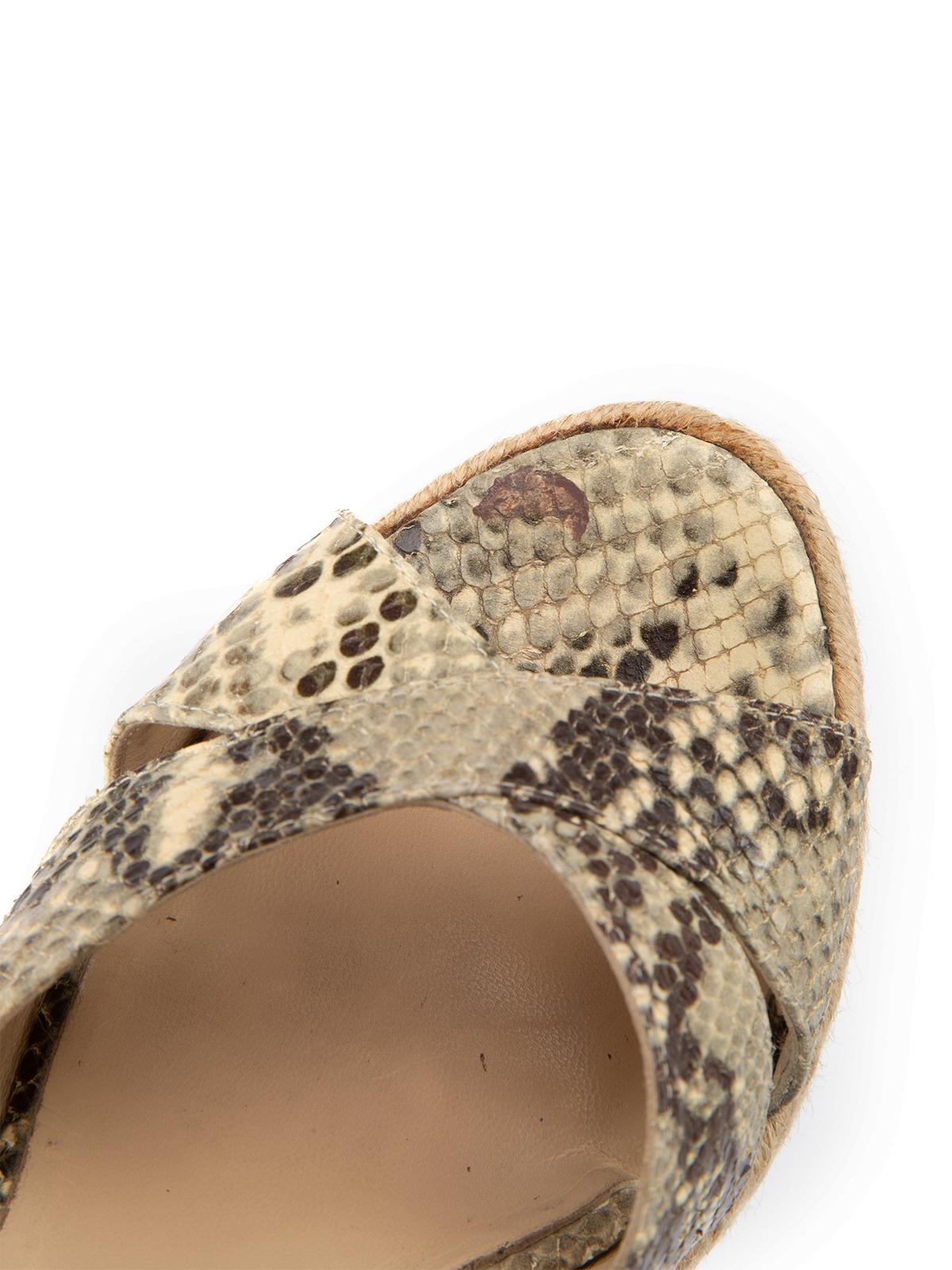 Pre-Loved Jimmy Choo Women's 93 Phyllis Grey Snake Skin Wedge Espadrilles In Excellent Condition In London, GB