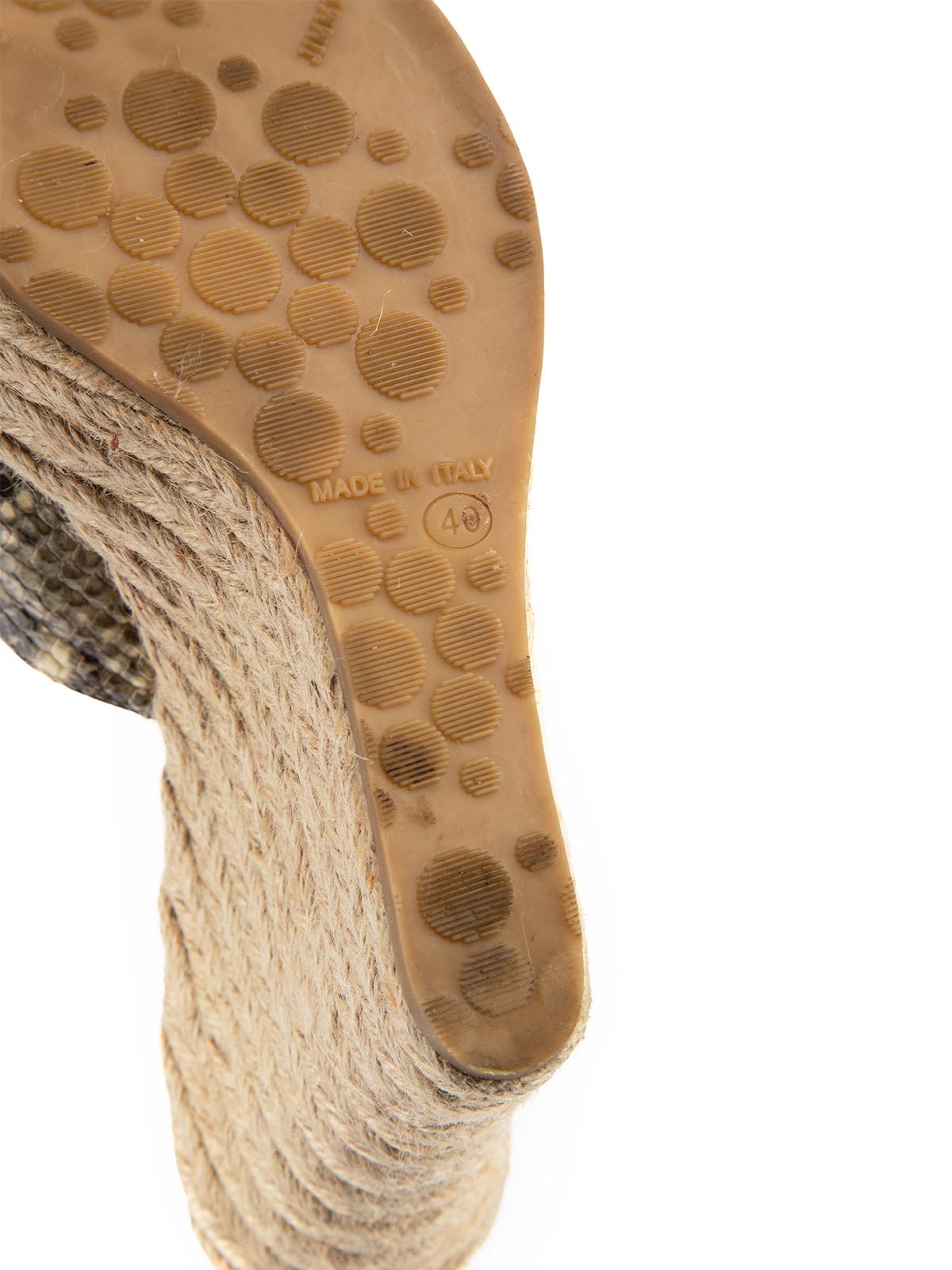 Pre-Loved Jimmy Choo Women's 93 Phyllis Grey Snake Skin Wedge Espadrilles 1