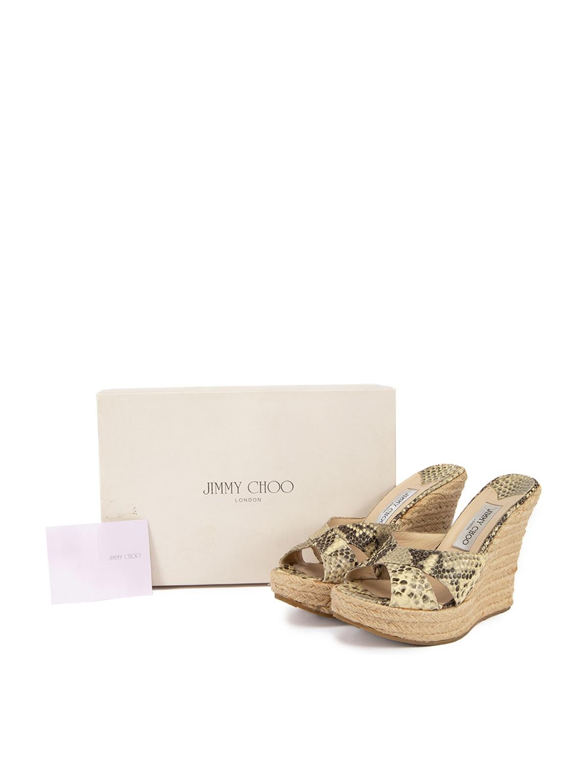 Pre-Loved Jimmy Choo Women's 93 Phyllis Grey Snake Skin Wedge Espadrilles 2