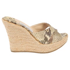 Pre-Loved Jimmy Choo Women's 93 Phyllis Grey Snake Skin Wedge Espadrilles